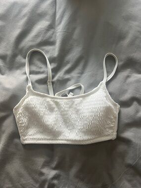 White Textured Swim Top, Size D/DD